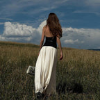 Fall Loose Backless Stitching Pleated Slim Mop Dress