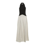 Fall Loose Backless Stitching Pleated Slim Mop Dress
