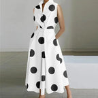 Mod Floral Print Stand Collar Sleeveless Button Midi Dress