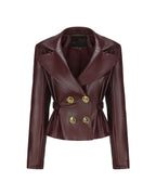 Fashion Chic High Pleated Mini Lapel Double-breasted Female New Coat