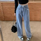 DressBetty - 2024 Blue Straight Basic Loose Casual Full-Length Women Jeans