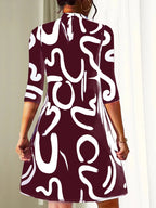 Jennifer Boutique Short Printed Dress with Medium Length Sleeves Elevated Occasion Wear