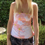 Flower Tie Backless Crop Top