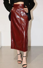Faux Leather Midi Pencil Skirt