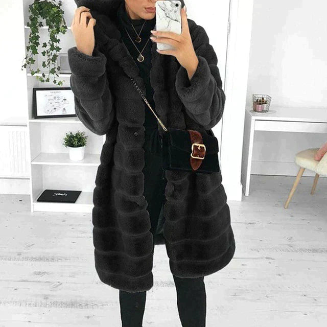 | Women's Button-Down Faux Fur Coat