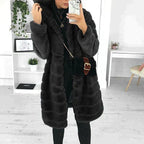| Women's Button-Down Faux Fur Coat