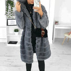 | Women's Button-Down Faux Fur Coat