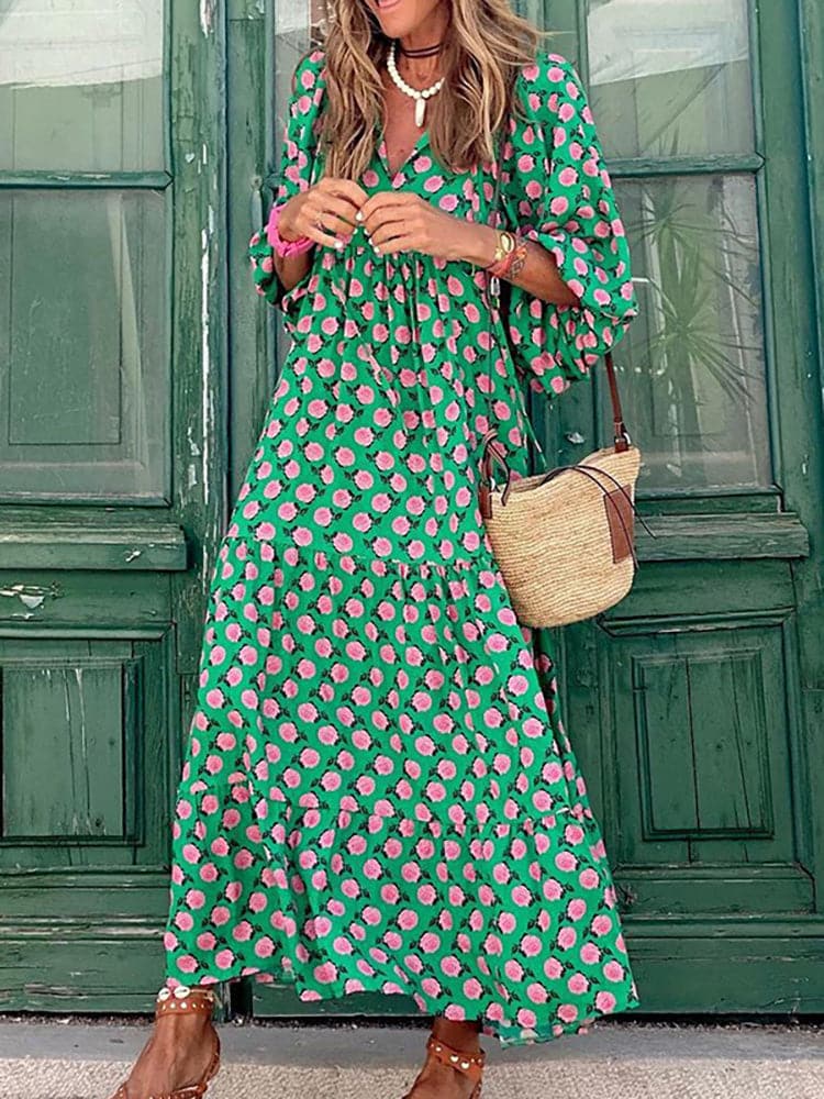 DressBetty - Female Loose V Neck Bohemian Long Dress