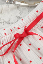 Flare Sleeve Heart Print Bow Tie Cotton Three-piece Set