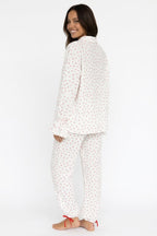 Flare Sleeve Heart Print Bow Tie Cotton Three-piece Set