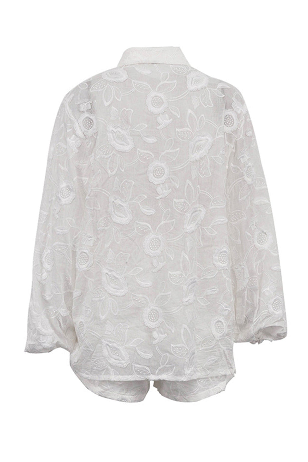 Floral Embroidery Long Sleeve Shirt Suits