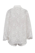 Floral Embroidery Long Sleeve Shirt Suits
