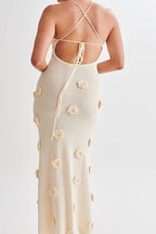 Floral Jacquard Tie-back Knit Cami Dress