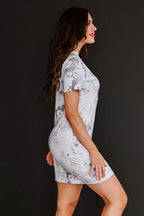 Blue Zone Planet | Floral Mock Neck Short Sleeve Dress