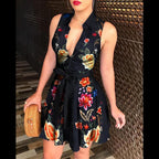Chain Logo Print Collared Deep V-Neck Tie Waist Shirt Mini Dress