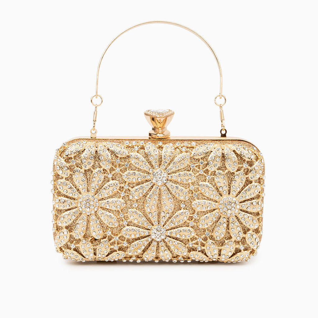Rhinestone Flower Clutch Bag