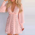 Guadalupe Boutique Vibrant Lace Dress with Lantern Sleeves Collection
