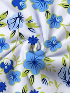 Botanical Leaf Border Print Short Sleeve Mini Dress