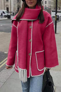 | Fringed Hem Shawl Coat