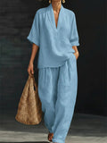 Gentle Solid Color Two-piece Set