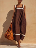 Color-blocked Pocket Midi Dress For Women