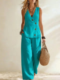 Gentle Solid Color Women's Clothing Set