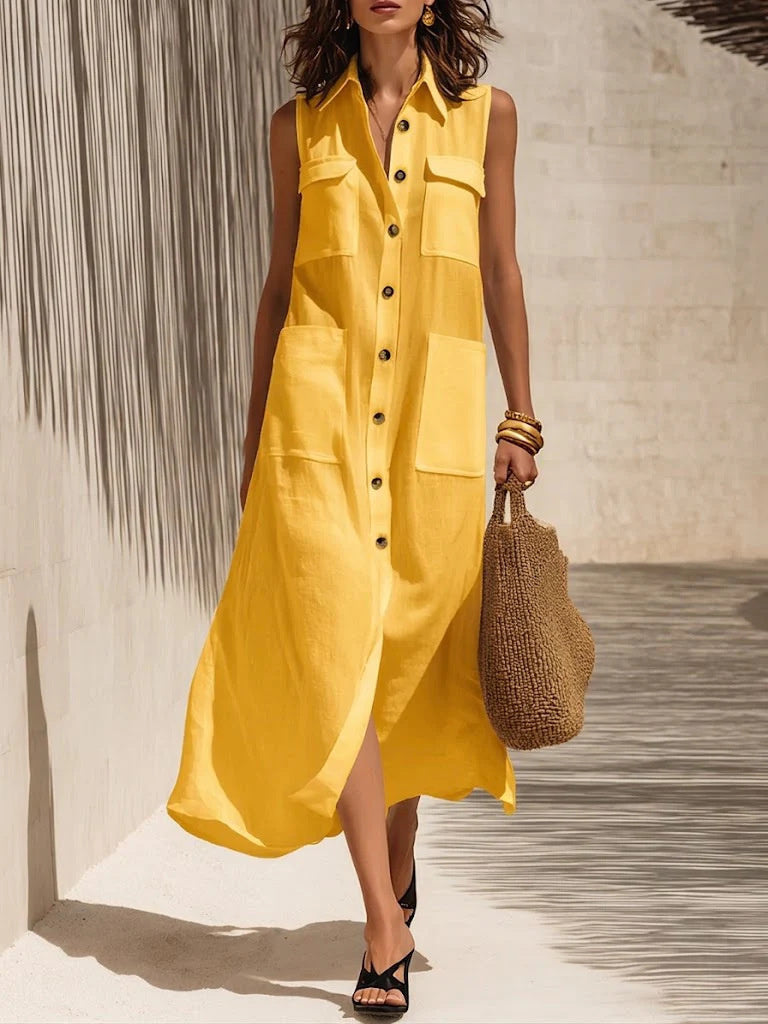 Solid Color Color-blocked Patchwork Versatile Dress
