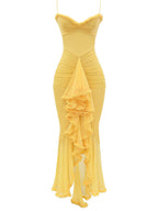 Gabbi Apricot Ruffled Front Dress