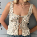 Floral Tie-Up Slim Crop Top