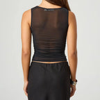 Sheer Mesh Layering Crop Top