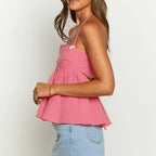 Gingham Halter Tie-Up Crop Top