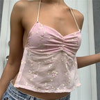 Backless Tie-Up Halter Crop Top