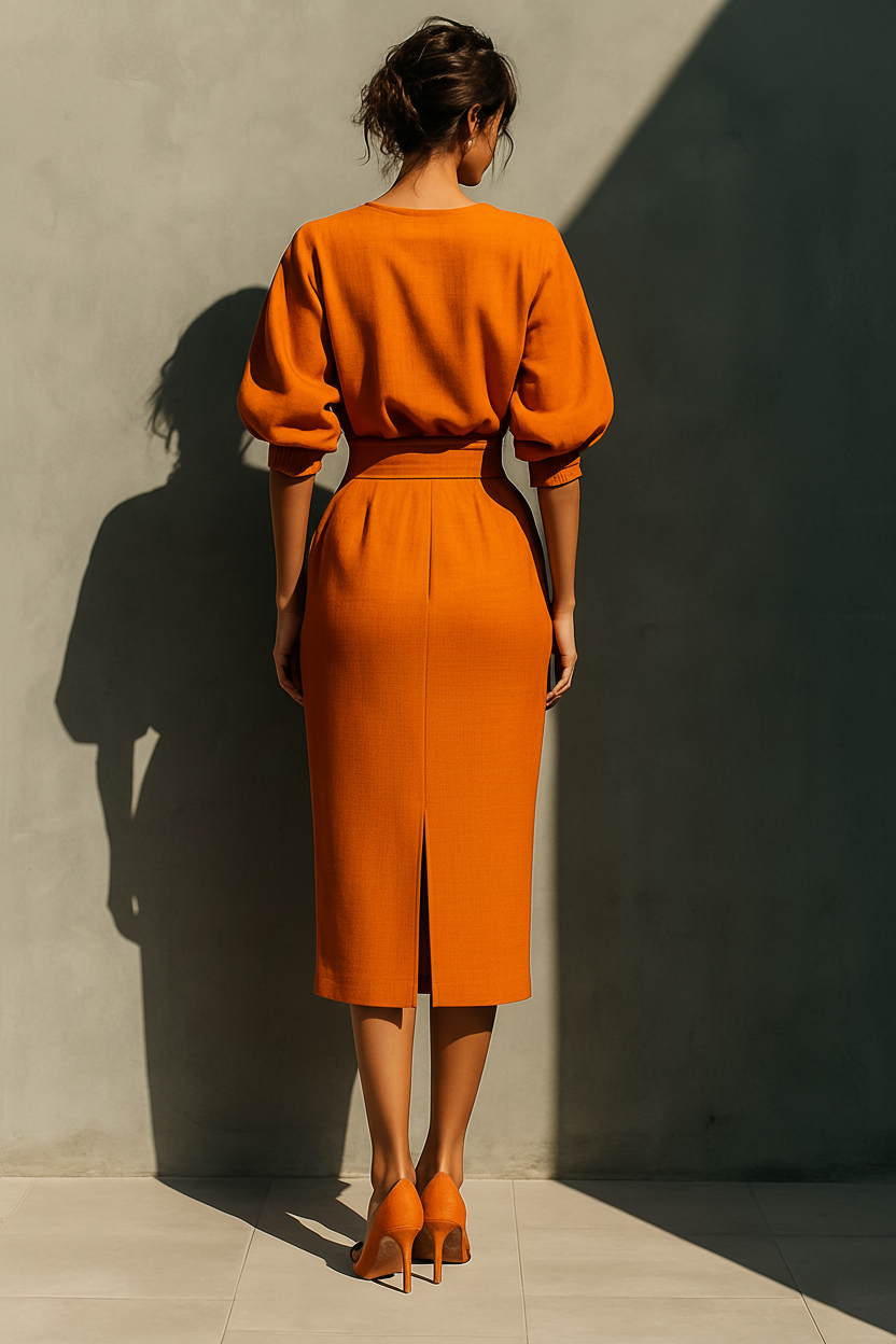 | Orange Mid-sleeve Set