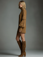 | Vintage Loose Suede Mini Dress