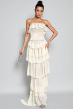 Mirae Apricot Off Shoulder Maxi Dress