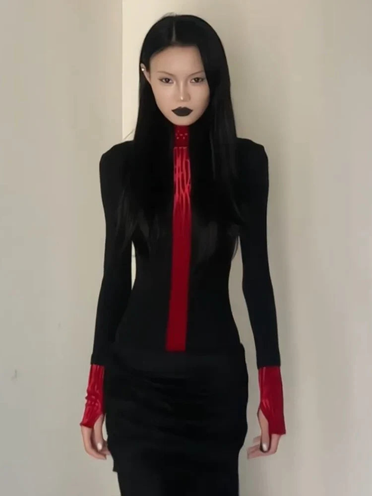 Goth Red Detail Top
