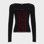 Goth Red Lace Panel Top