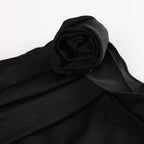 Goth Ruched Flower Flare Pants