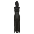 Elegant Gothic Sexy Slash Neck Long Sleeve Off Shoulder Summer French Chic Split Slim Stretch Ruffles Dress