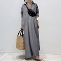 Dafne Minimalist Loose Striped Dress Statement Occasion Edit