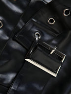 Grunge Belted Faux Leather Tube Top