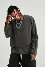 Grunge Ripped Layered Sweatshirt