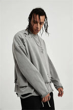 Grunge Ripped Layered Sweatshirt
