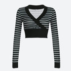 Grunge Striped Wrap Crop Top