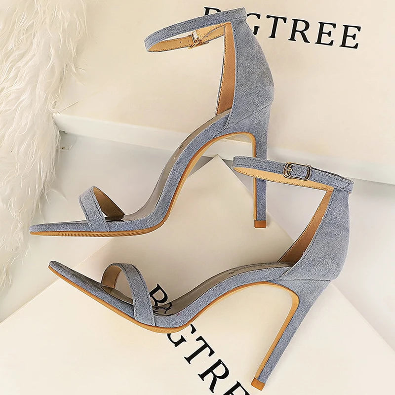 Suede Hollow High Heel Stiletto Sandals for Women