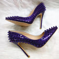 Dark Purple Patent Leather Pointy Toe High Heel Shoes for Sexy Ladies
