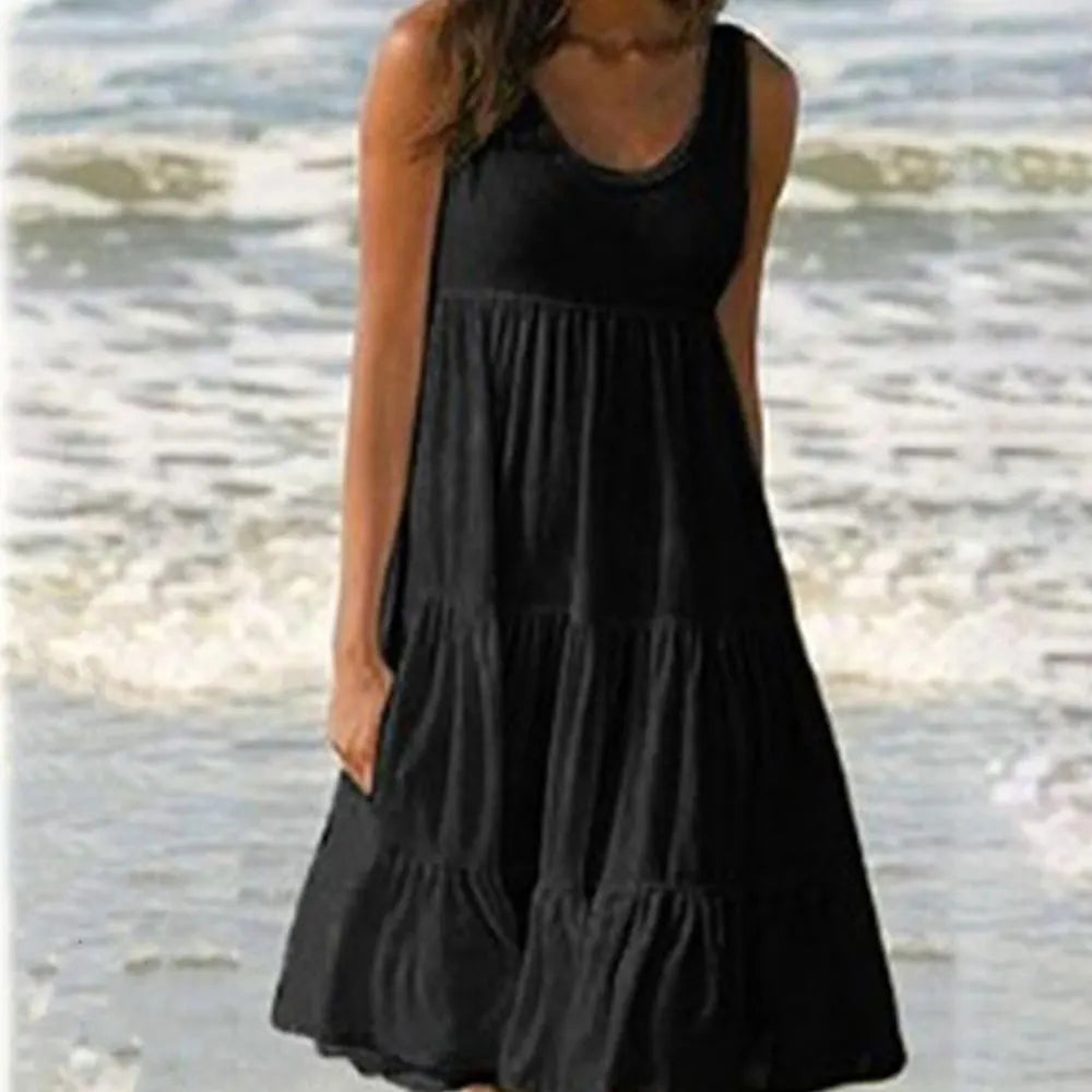 Daphne Luxe Women's Boho Summer Dress with Ruffles Boutique Collection