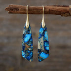 Imperial Jasper Leaf Pendant Dangle Drop Earrings Jewelry