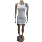 Ribbed Knit Scoop Neck Side Cutout Bodycon Mini Dress