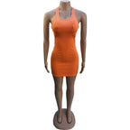 Ribbed Knit Scoop Neck Side Cutout Bodycon Mini Dress